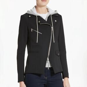 Veronica Beard Hadley Neoprene Moto Jacket - Black Biker Blazer - Size 4